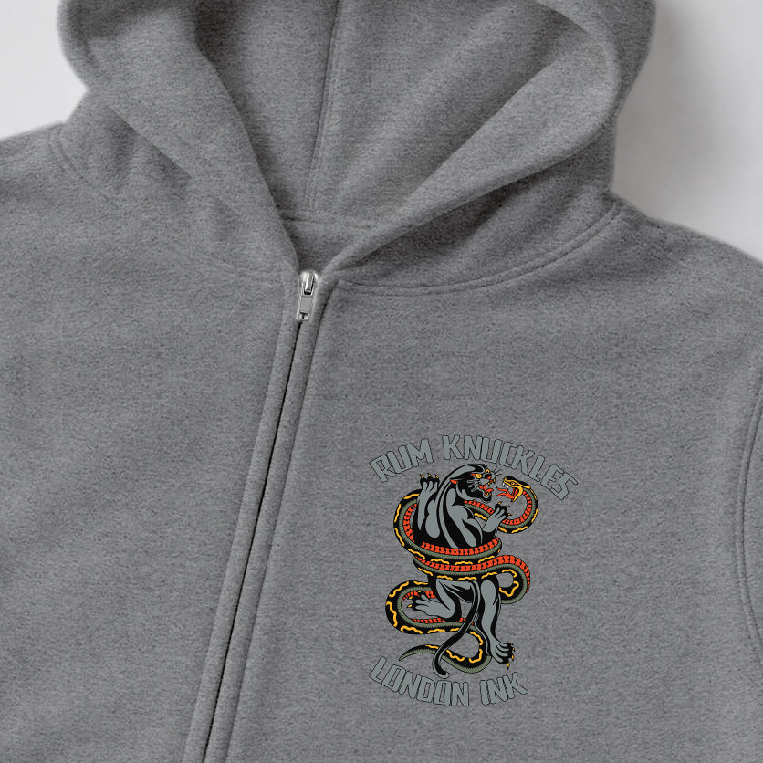 RUM KNUCKLES RK INK Zip Hoodie - Heather Grey - detail