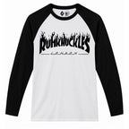 RUM KNUCKLES RK THRASH Baseball Tee - White/Black - front