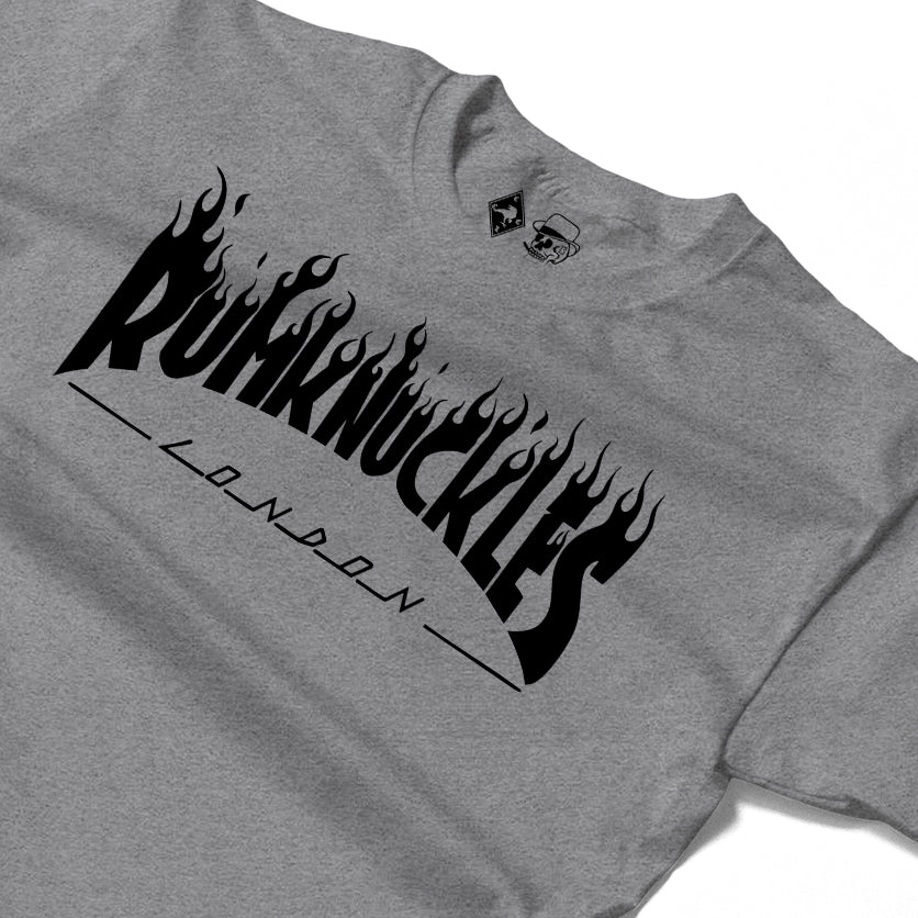 RUM KNUCKLES RK THRASH Long Sleeve Tee - Heather Grey - detail