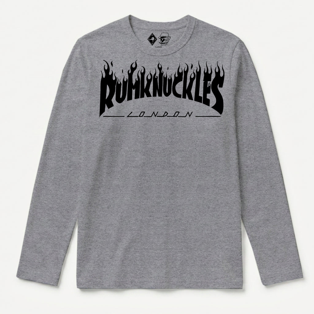 RUM KNUCKLES RK THRASH Long Sleeve Tee - Heather Grey - front