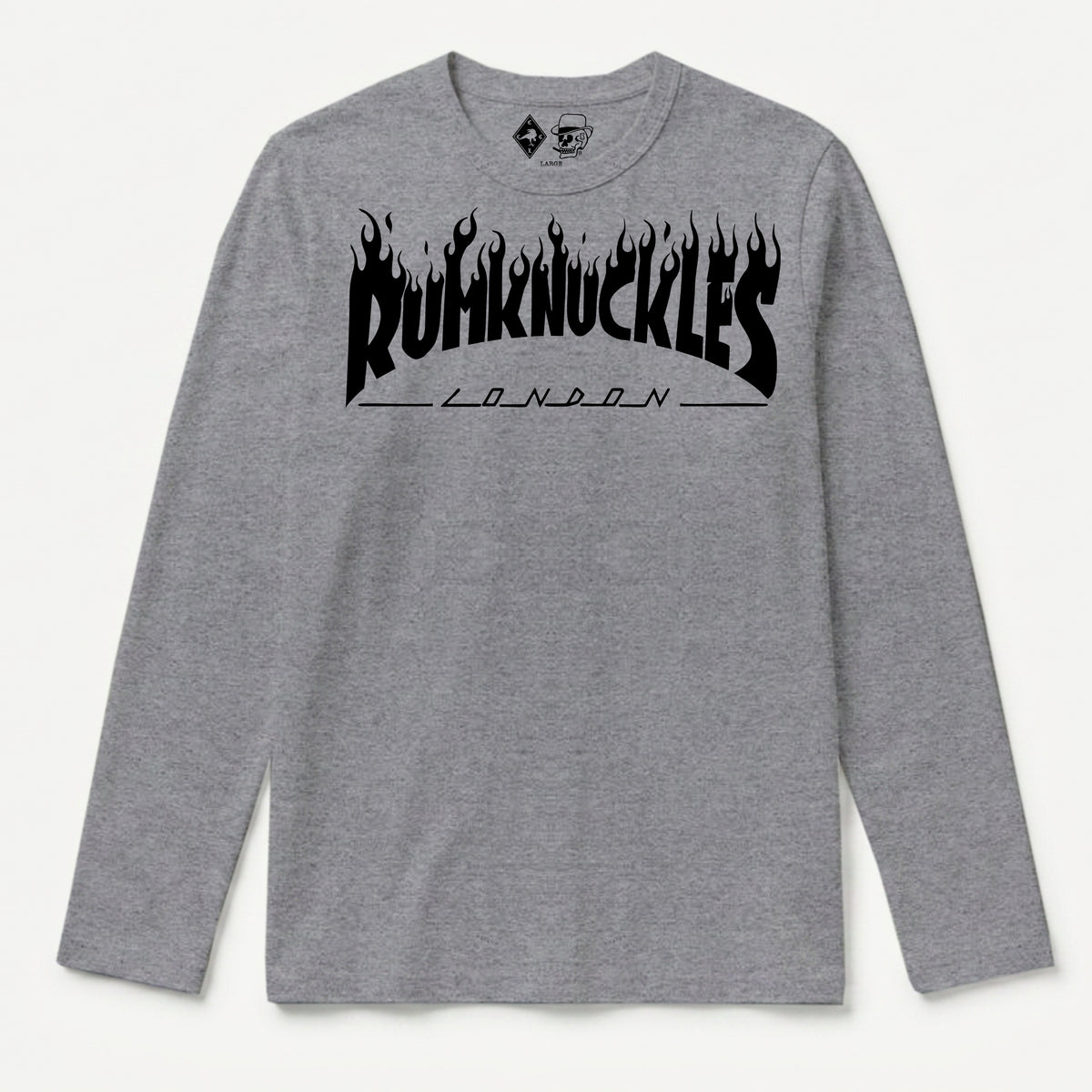 RUM KNUCKLES RK THRASH Long Sleeve Tee - Heather Grey - front