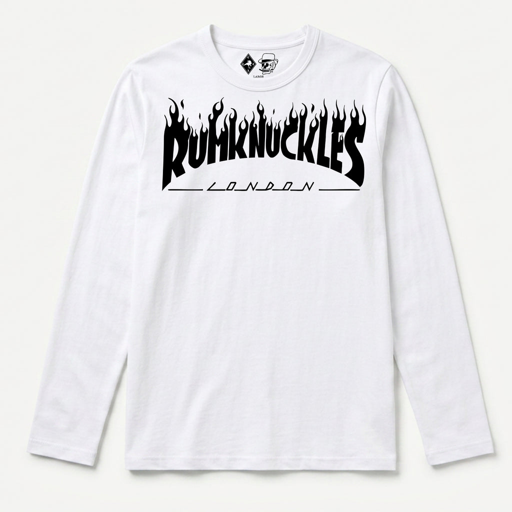 RUM KNUCKLES RK THRASH Long Sleeve Tee - White - front