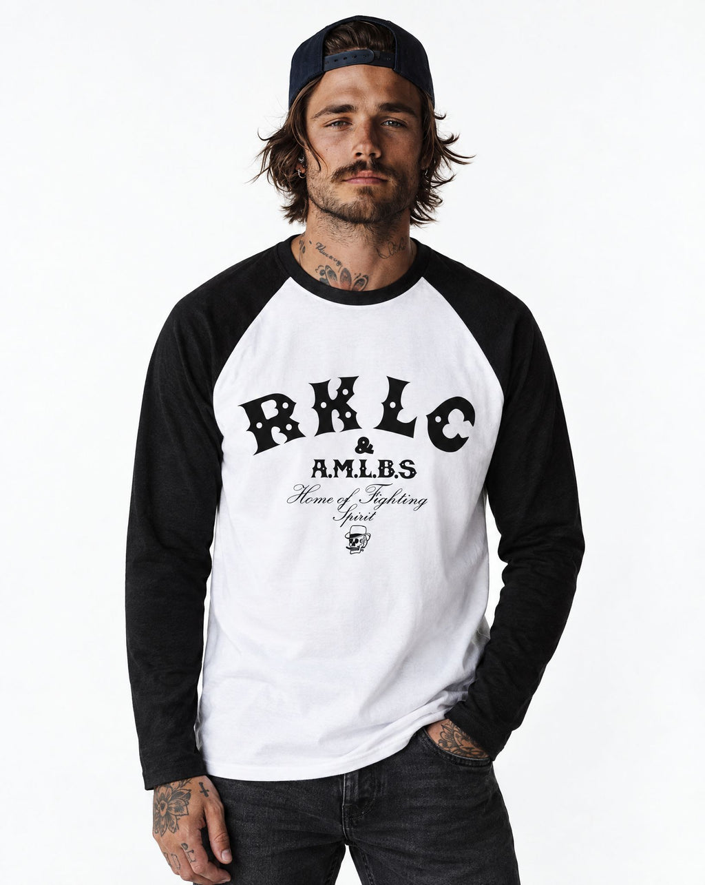 RUM KNUCKLES RKLC HOME Baseball Tee - White/Black - model front