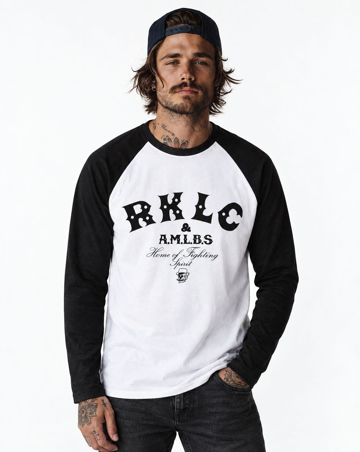 RUM KNUCKLES RKLC HOME Baseball Tee - White/Black - model front