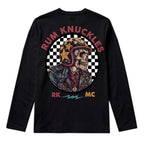 RUM KNUCKLES SKULL MOTO Long Sleeve Tee - Black - back