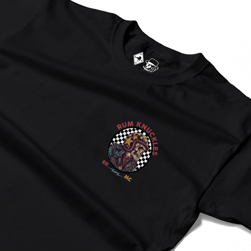 RUM KNUCKLES SKULL MOTO Long Sleeve Tee - Black - detail