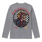 RUM KNUCKLES SKULL MOTO Long Sleeve Tee - Heather Grey - back