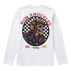 RUM KNUCKLES SKULL MOTO Long Sleeve Tee - White - back
