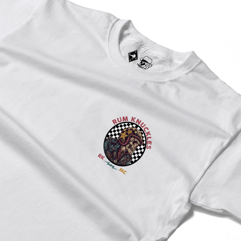 RUM KNUCKLES SKULL MOTO Long Sleeve Tee - White - detail