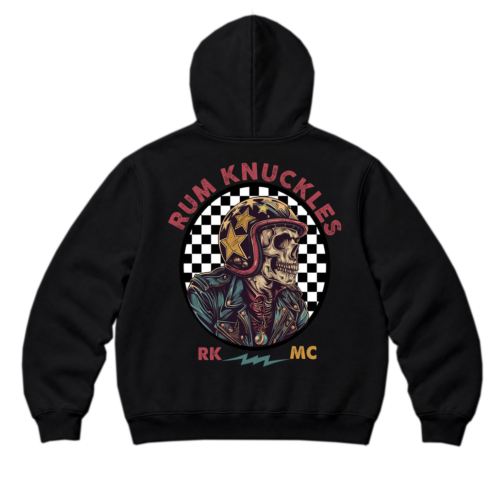 RUM KNUCKLES SKULL MOTO Zip Hoodie - Black - back