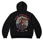 RUM KNUCKLES SKULL MOTO Zip Hoodie - Black - back