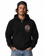 RUM KNUCKLES SKULL MOTO Zip Hoodie - Black - model front