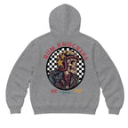 RUM KNUCKLES SKULL MOTO Zip Hoodie - Heather Grey - back