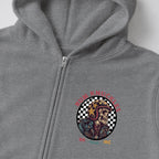 RUM KNUCKLES SKULL MOTO Zip Hoodie - Heather Grey - detail