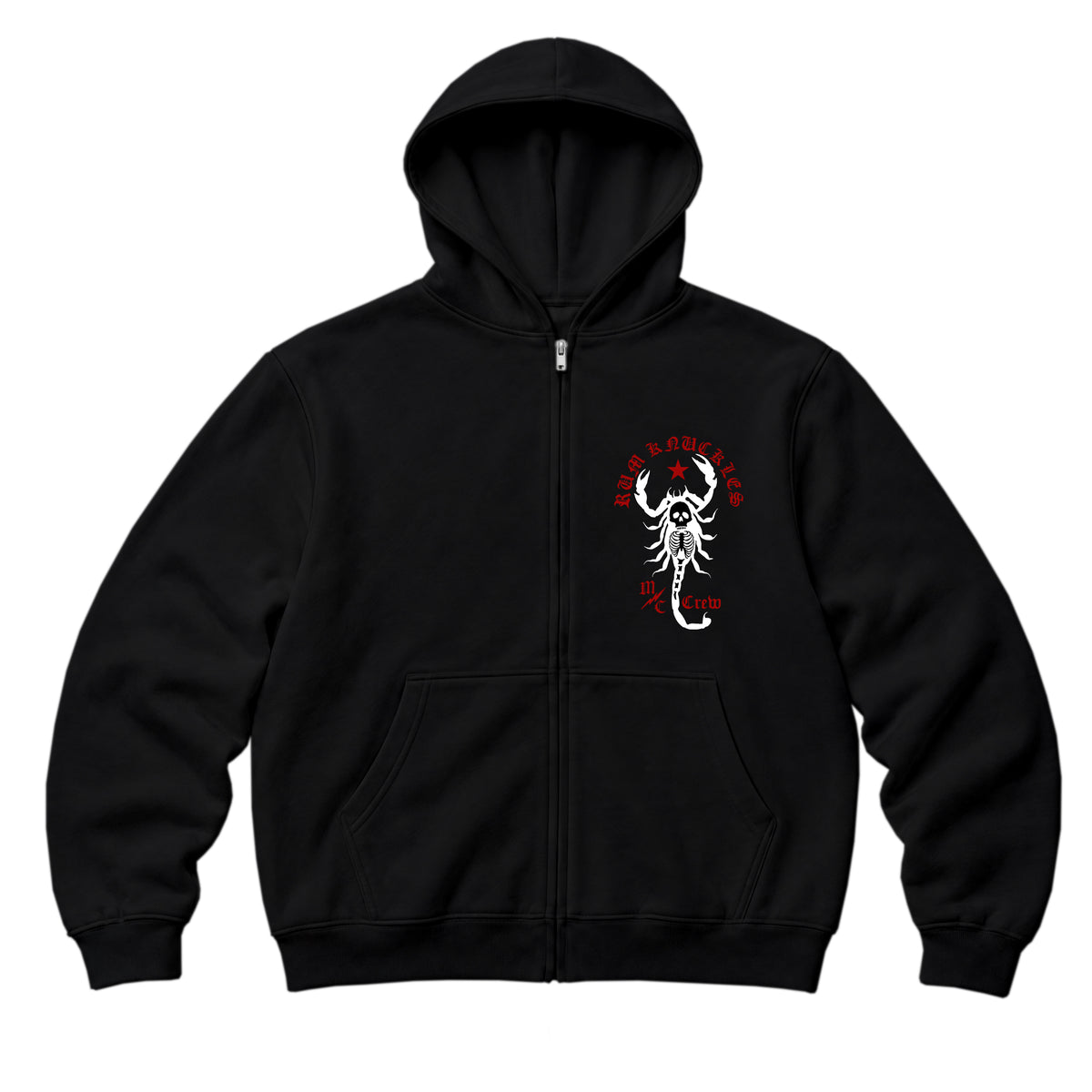 RUM KNUCKLES SCORPIO Zip Hoodie - Black - front