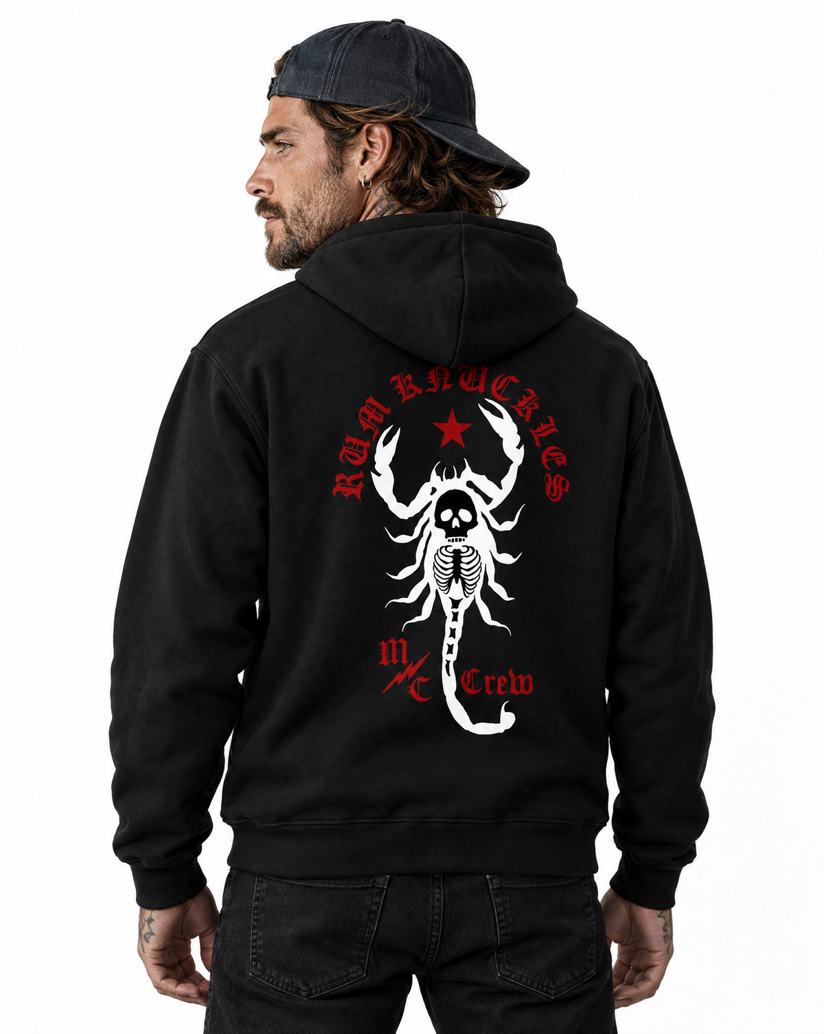 RUM KNUCKLES SCORPIO Zip Hoodie - Black - model back