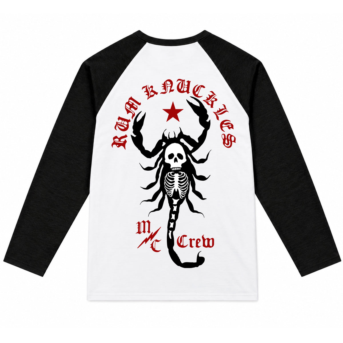 RUM KNUCKLES SCORPIO Baseball Tee - White/Black - back