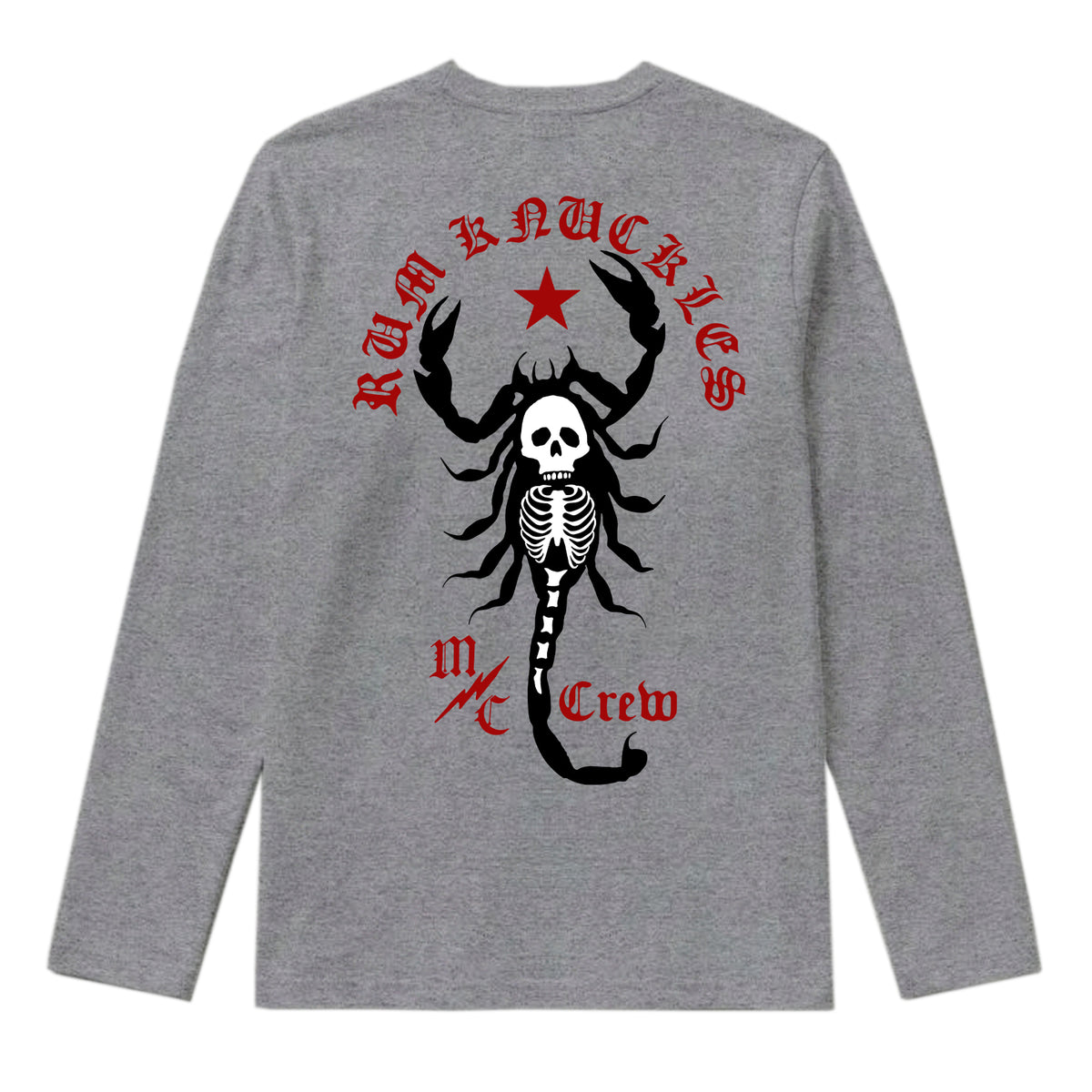RUM KNUCKLES SCORPIO Long Sleeve Tee - Heather Grey - back