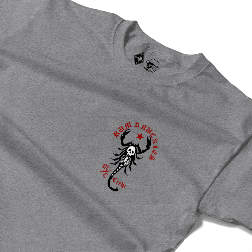 RUM KNUCKLES SCORPIO Long Sleeve Tee - Heather Grey - detail