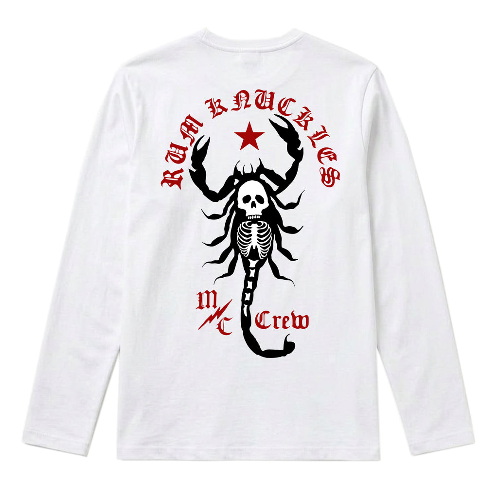 RUM KNUCKLES SCORPIO Long Sleeve Tee - White - back