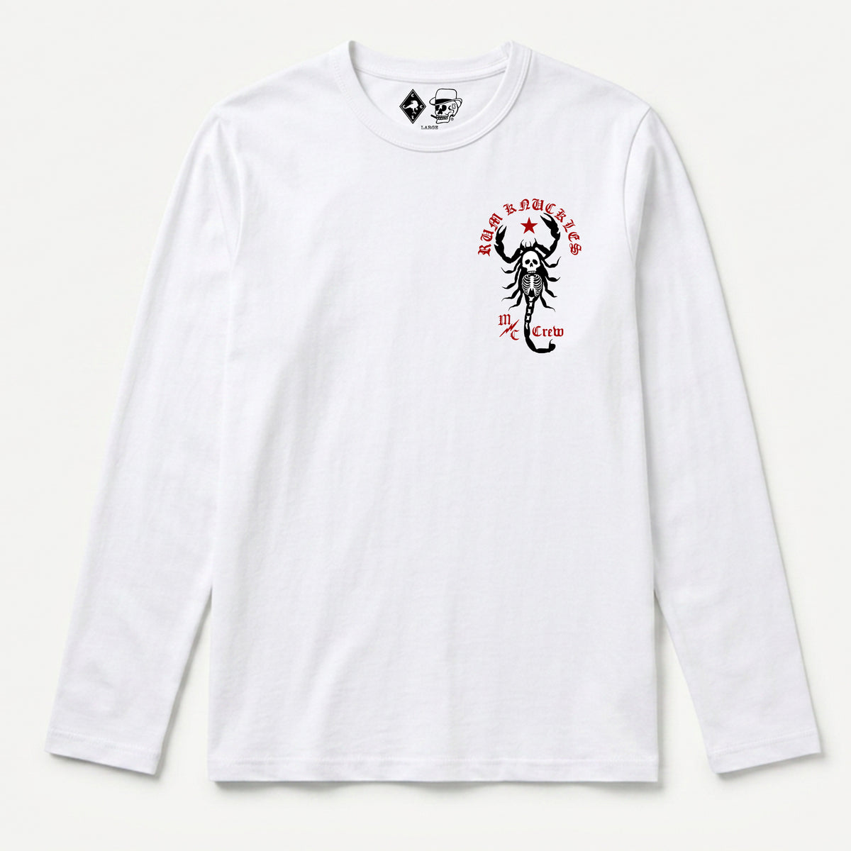 RUM KNUCKLES SCORPIO Long Sleeve Tee - White - front