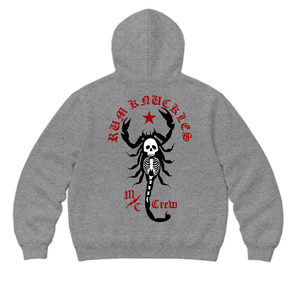 RUM KNUCKLES SCORPIO Zip Hoodie - Heather Grey - back