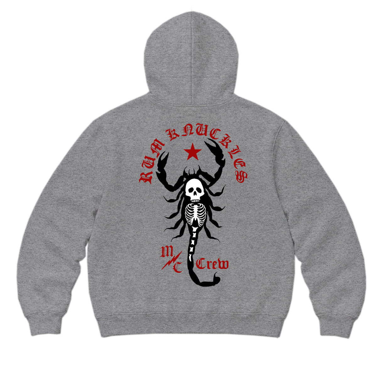 RUM KNUCKLES SCORPIO Zip Hoodie - Heather Grey - back