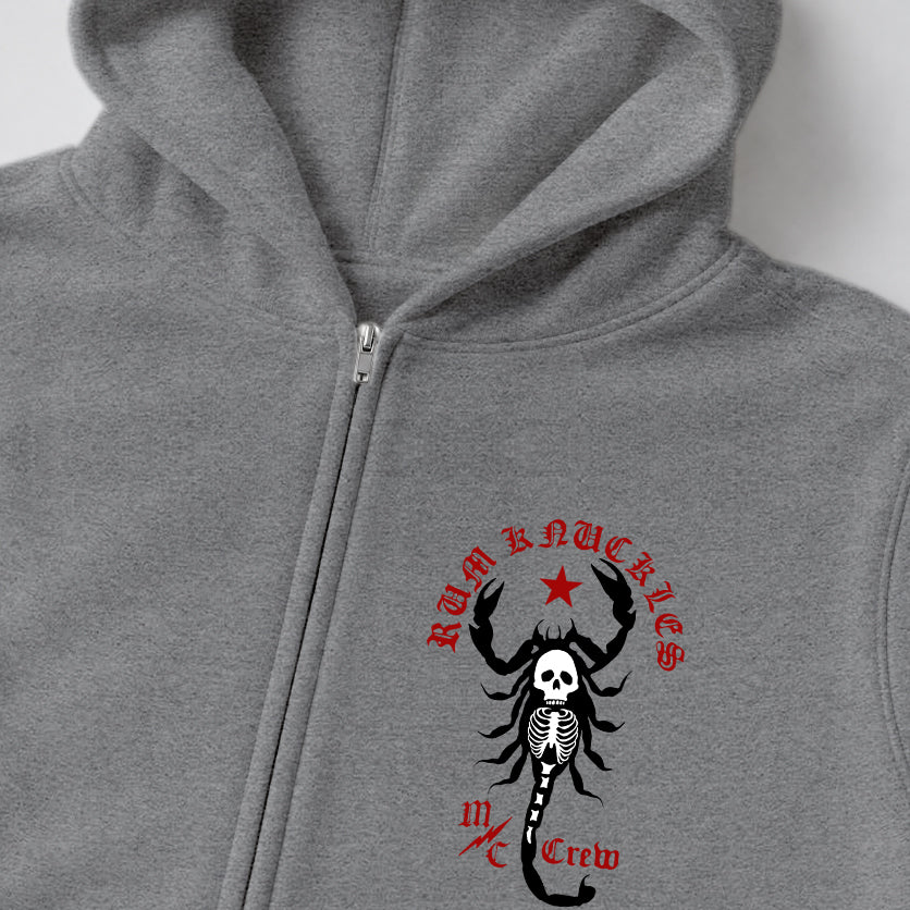 RUM KNUCKLES SCORPIO Zip Hoodie - Heather Grey - detail