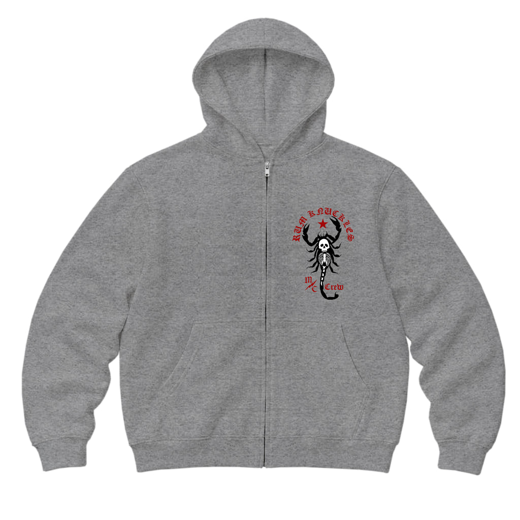 RUM KNUCKLES SCORPIO Zip Hoodie - Heather Grey - front