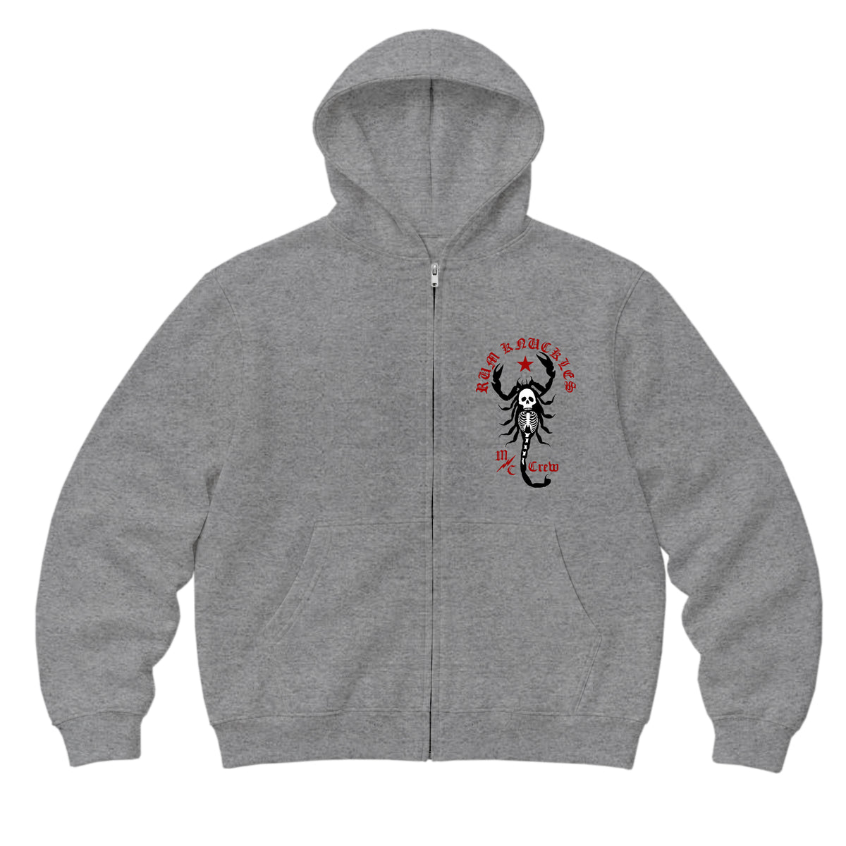 RUM KNUCKLES SCORPIO Zip Hoodie - Heather Grey - front