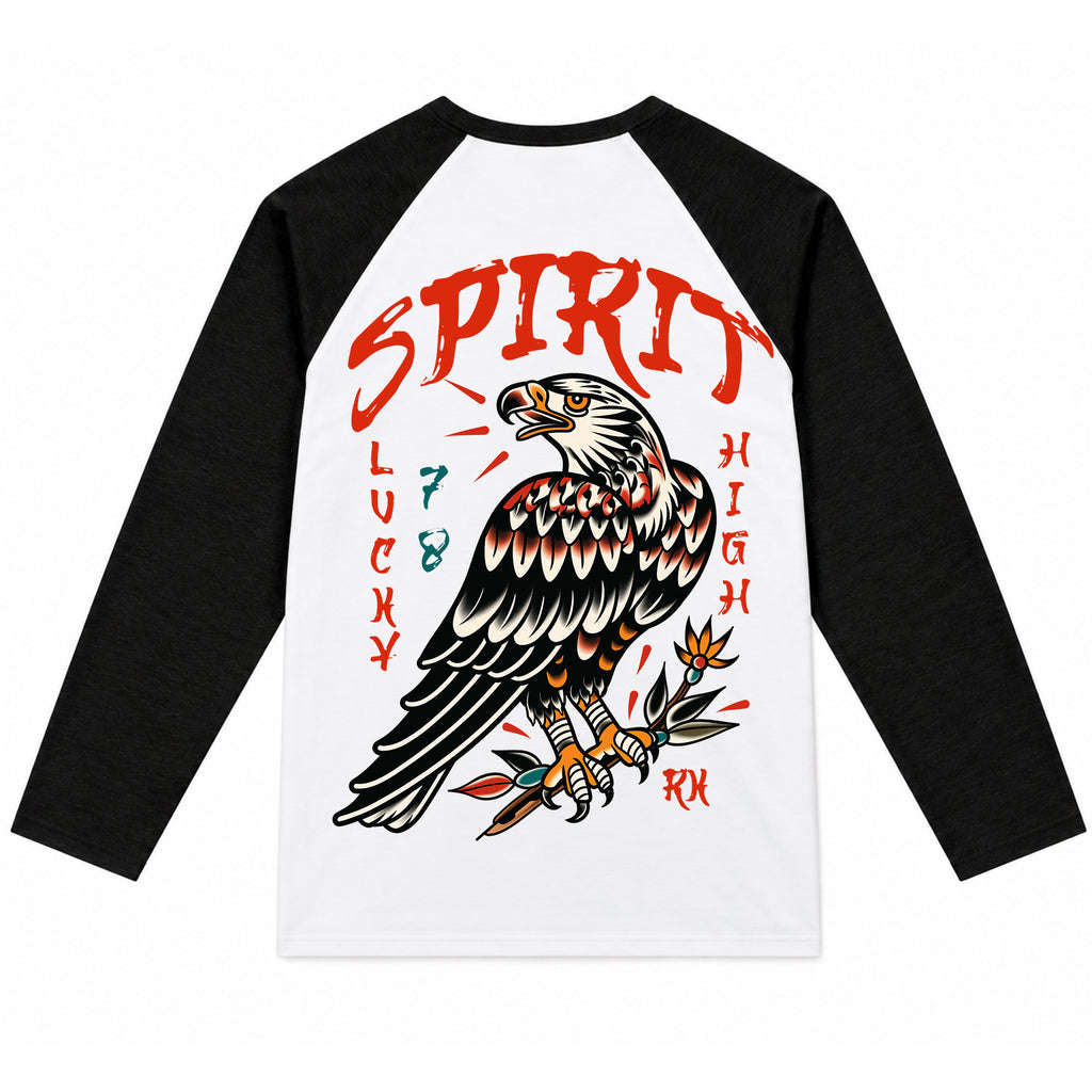 RUM KNUCKLES EAGLE SPIRIT Baseball Tee - White/Black - back
