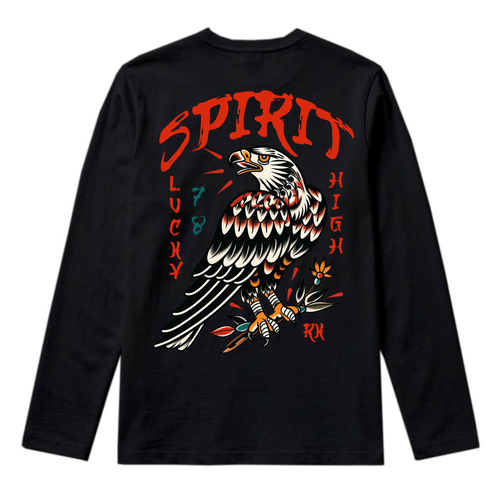 RUM KNUCKLES EAGLE SPIRIT Long Sleeve Tee - Black - back