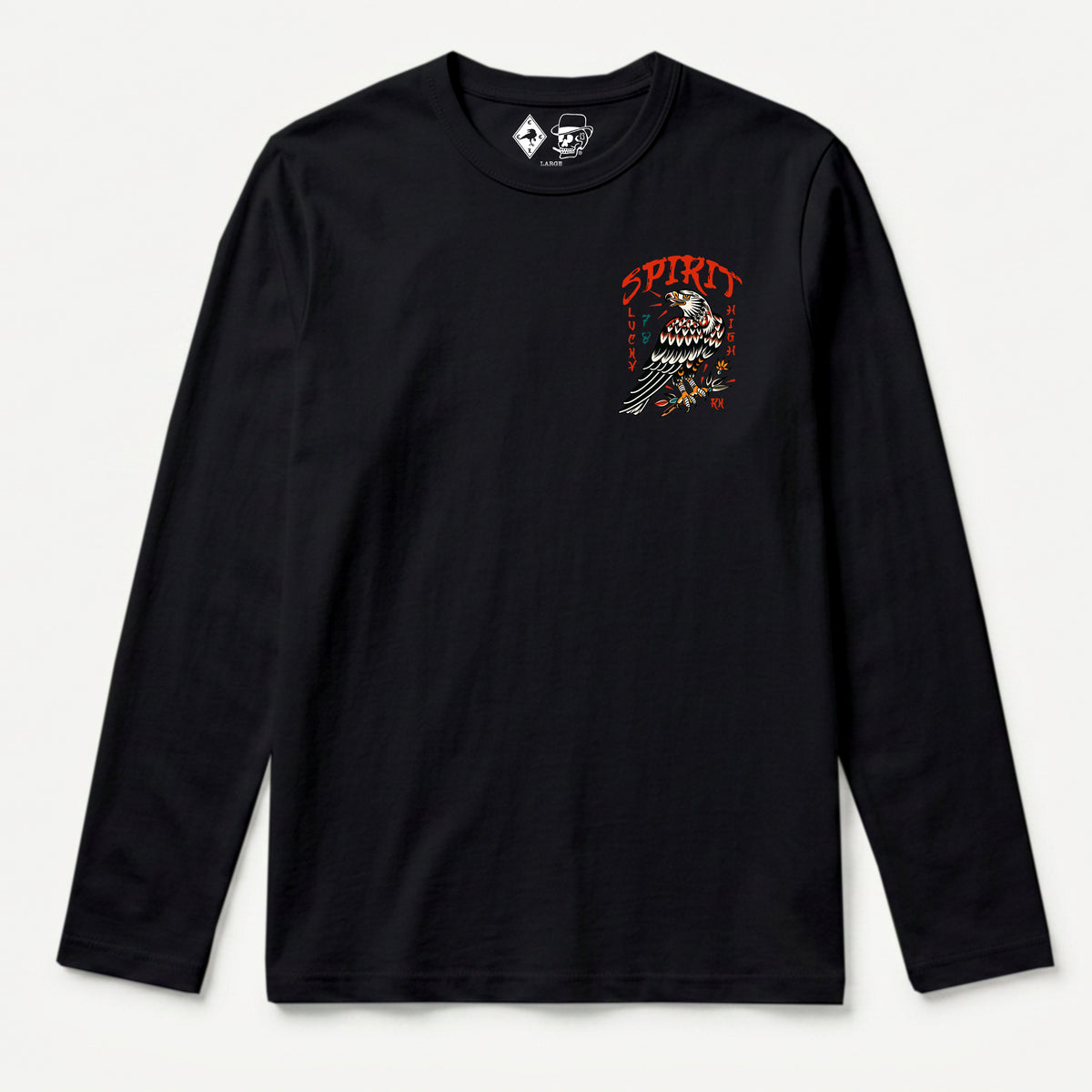 RUM KNUCKLES EAGLE SPIRIT Long Sleeve Tee - Black - front