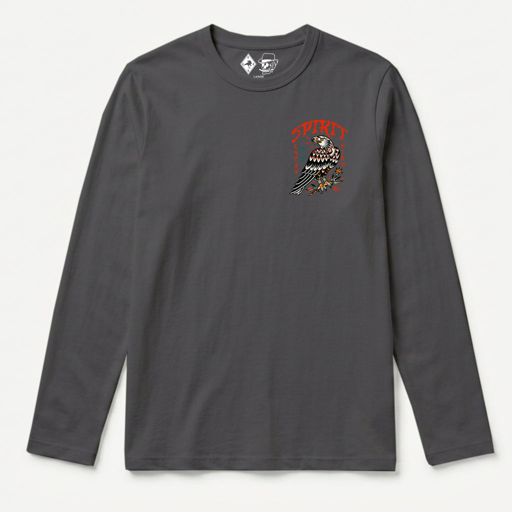 RUM KNUCKLES EAGLE SPIRIT Long Sleeve Tee - Charcoal - front