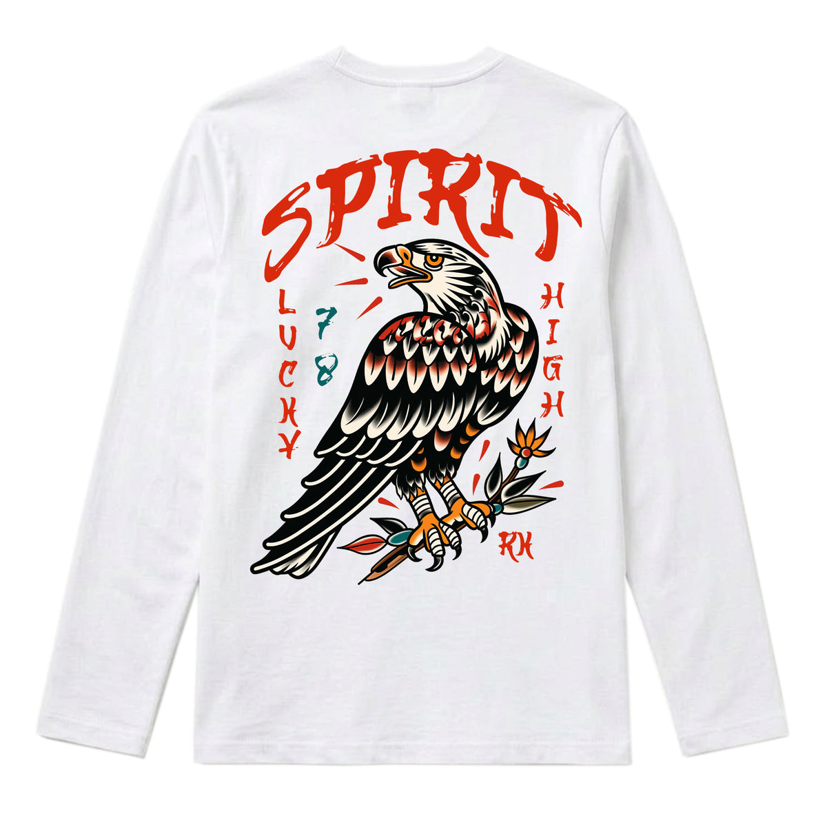 RUM KNUCKLES EAGLE SPIRIT Long Sleeve Tee - White - back