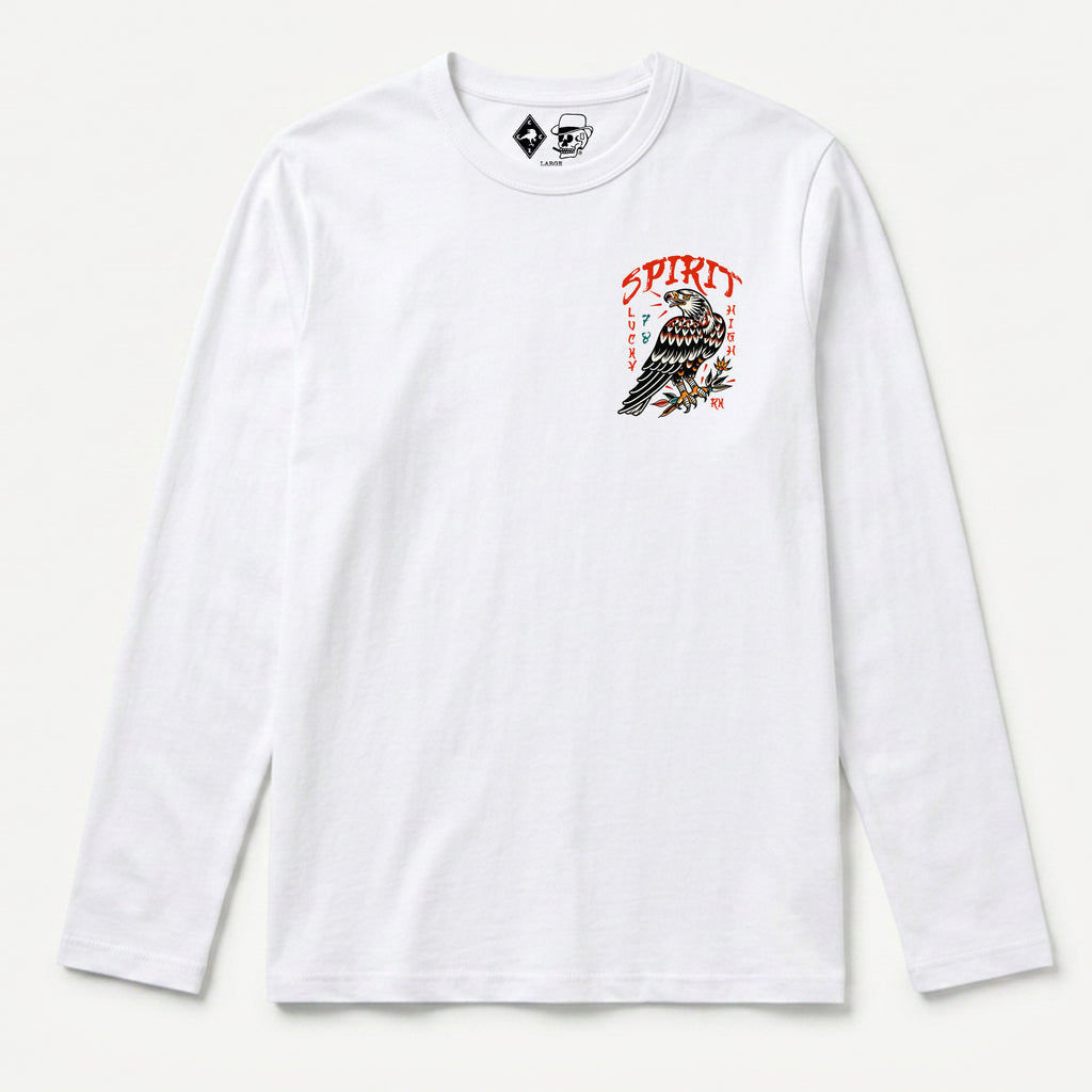 RUM KNUCKLES EAGLE SPIRIT Long Sleeve Tee - White - front