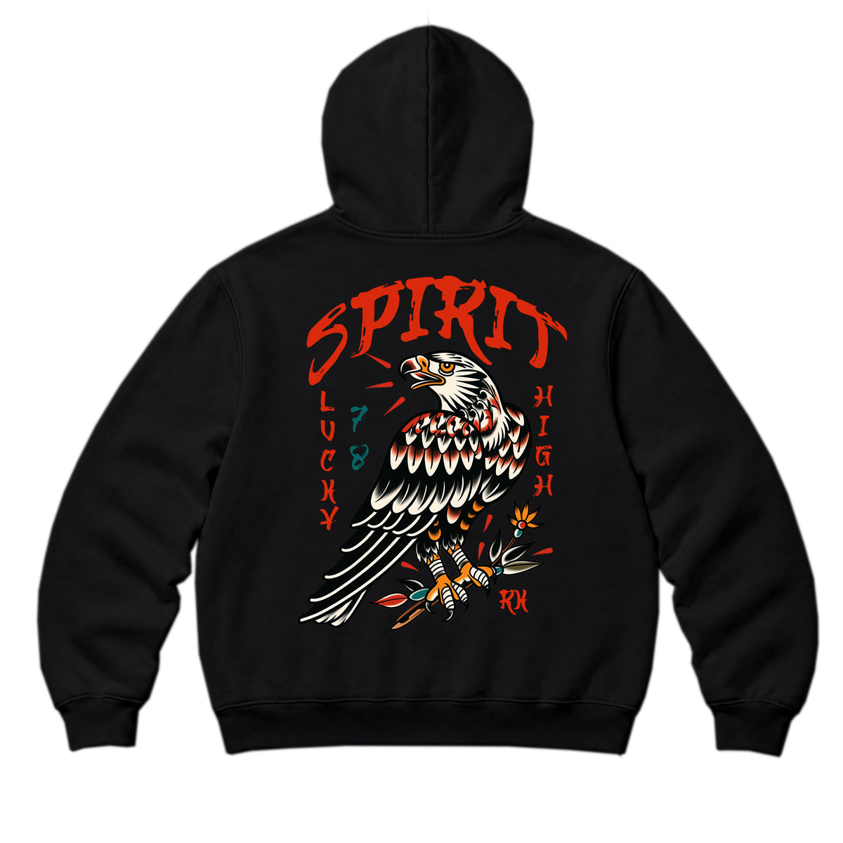 RUM KNUCKLES EAGLE SPIRIT Zip Hoodie - Black - back