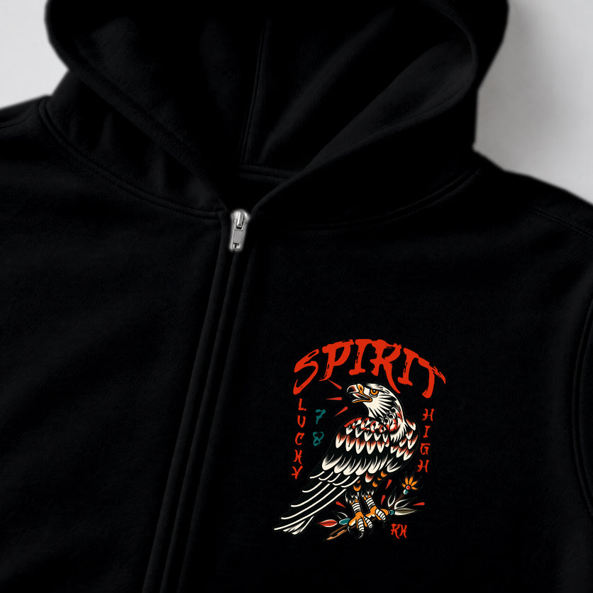RUM KNUCKLES EAGLE SPIRIT Zip Hoodie - Black - detail