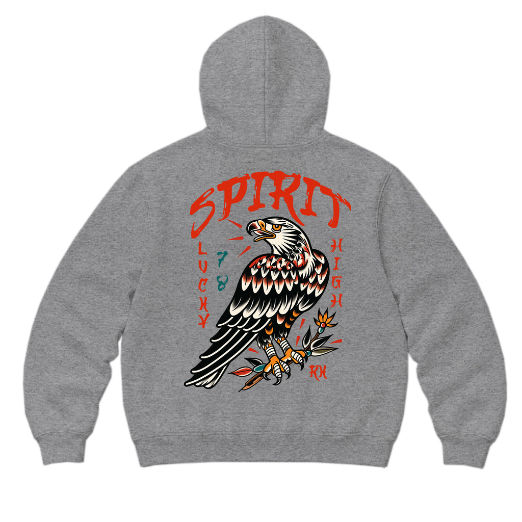 RUM KNUCKLES EAGLE SPIRIT Zip Hoodie - Heather Grey - back