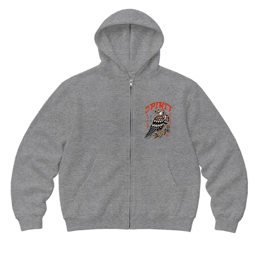 RUM KNUCKLES EAGLE SPIRIT Zip Hoodie - Heather Grey - front