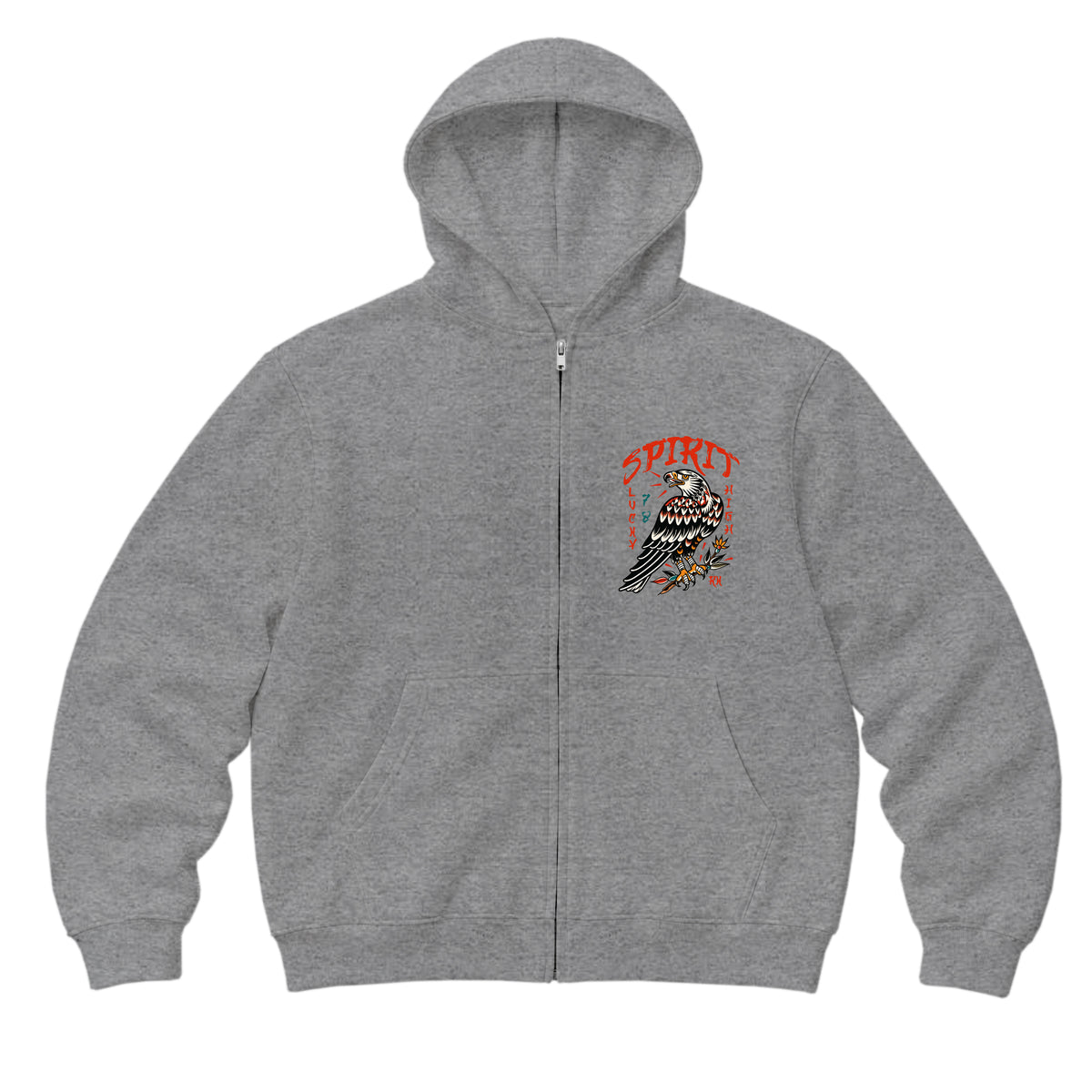 RUM KNUCKLES EAGLE SPIRIT Zip Hoodie - Heather Grey - front