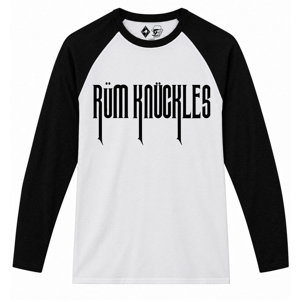 RUM KNUCKLES RK CREW Baseball Tee - White/Black - front