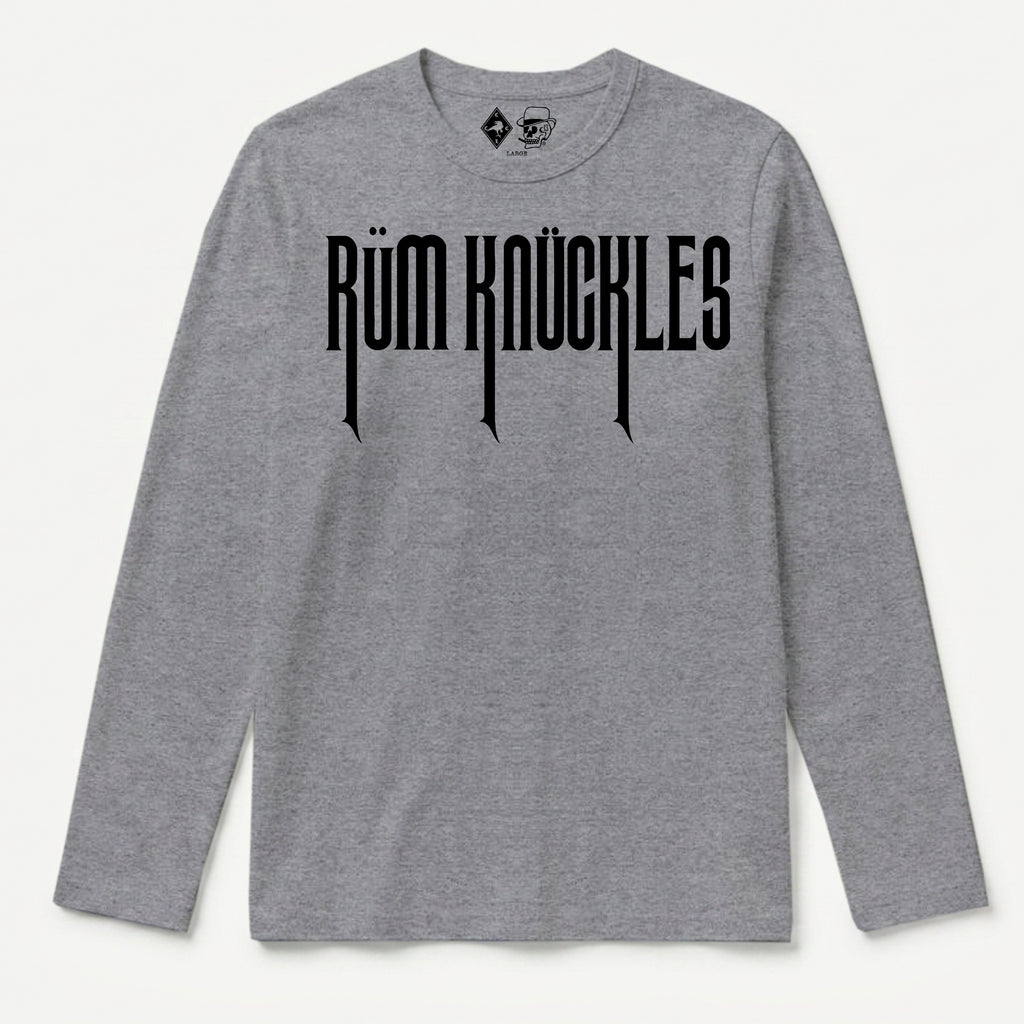 RUM KNUCKLES RK CREW Long Sleeve Tee - Heather Grey - front