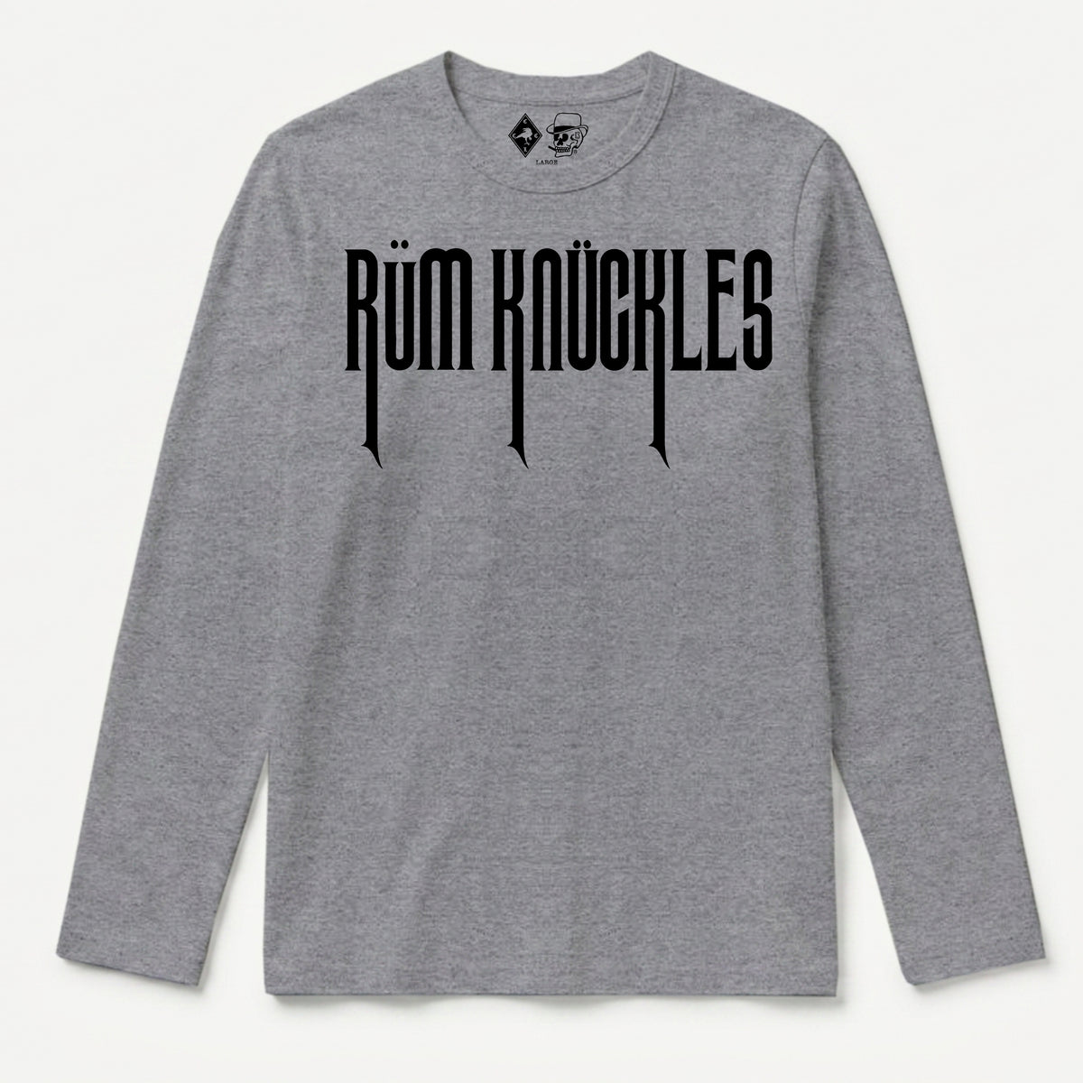 RUM KNUCKLES RK CREW Long Sleeve Tee - Heather Grey - front