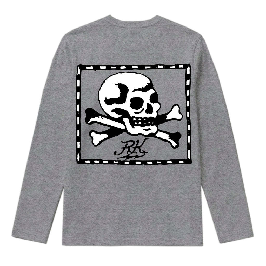 RUM KNUCKLES FLAG Long Sleeve Tee - Heather Grey - back