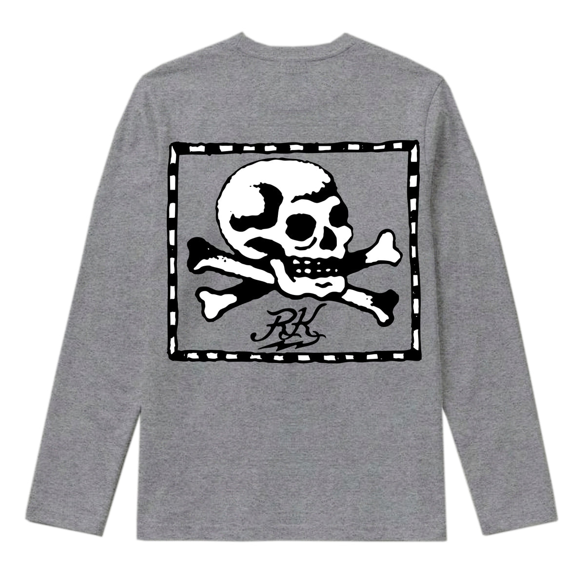 RUM KNUCKLES FLAG Long Sleeve Tee - Heather Grey - back