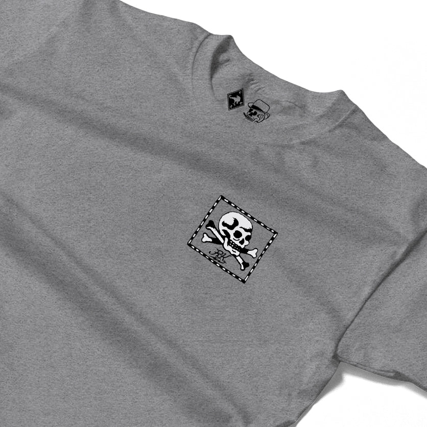 RUM KNUCKLES FLAG Long Sleeve Tee - Heather Grey - detail