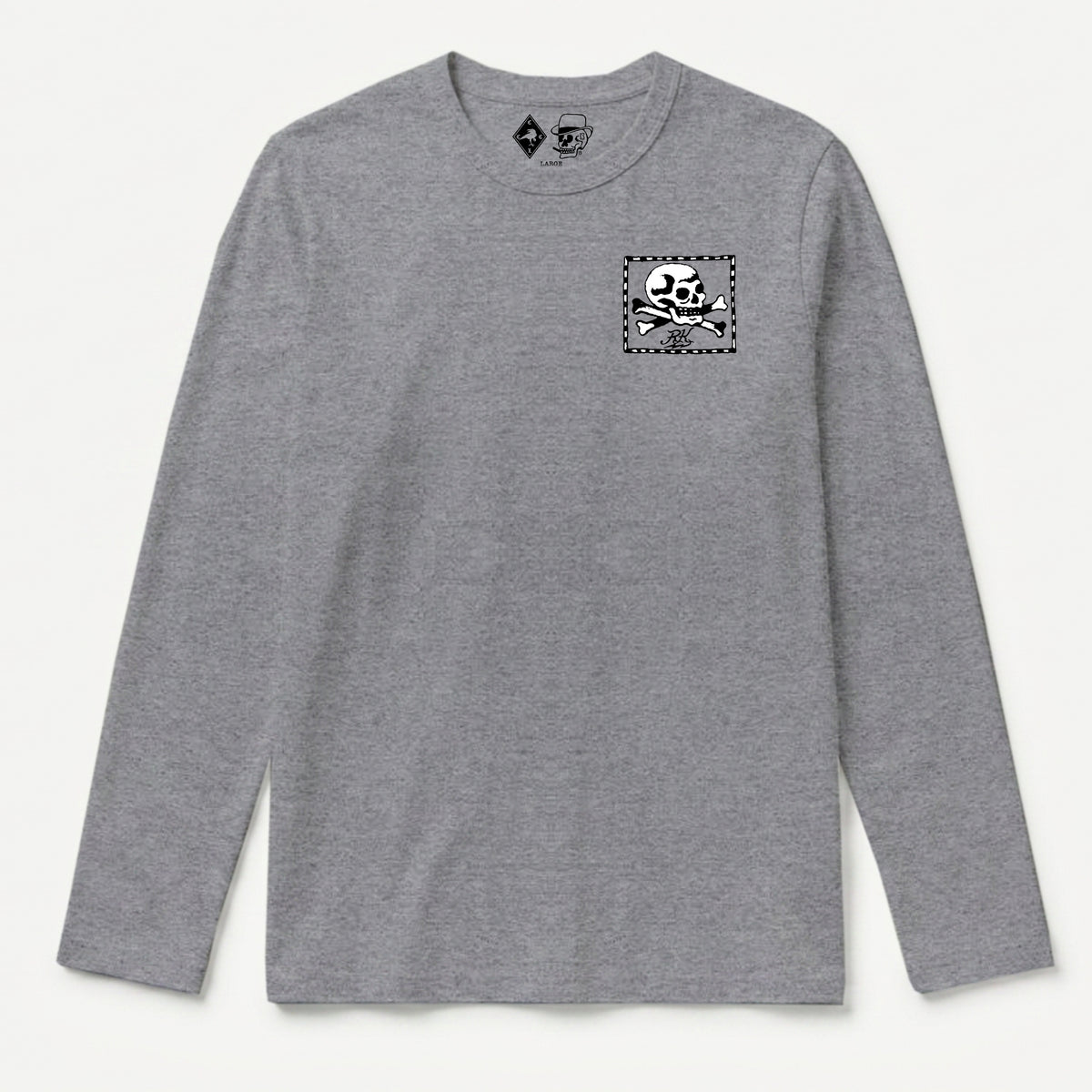 RUM KNUCKLES FLAG Long Sleeve Tee - Heather Grey - front
