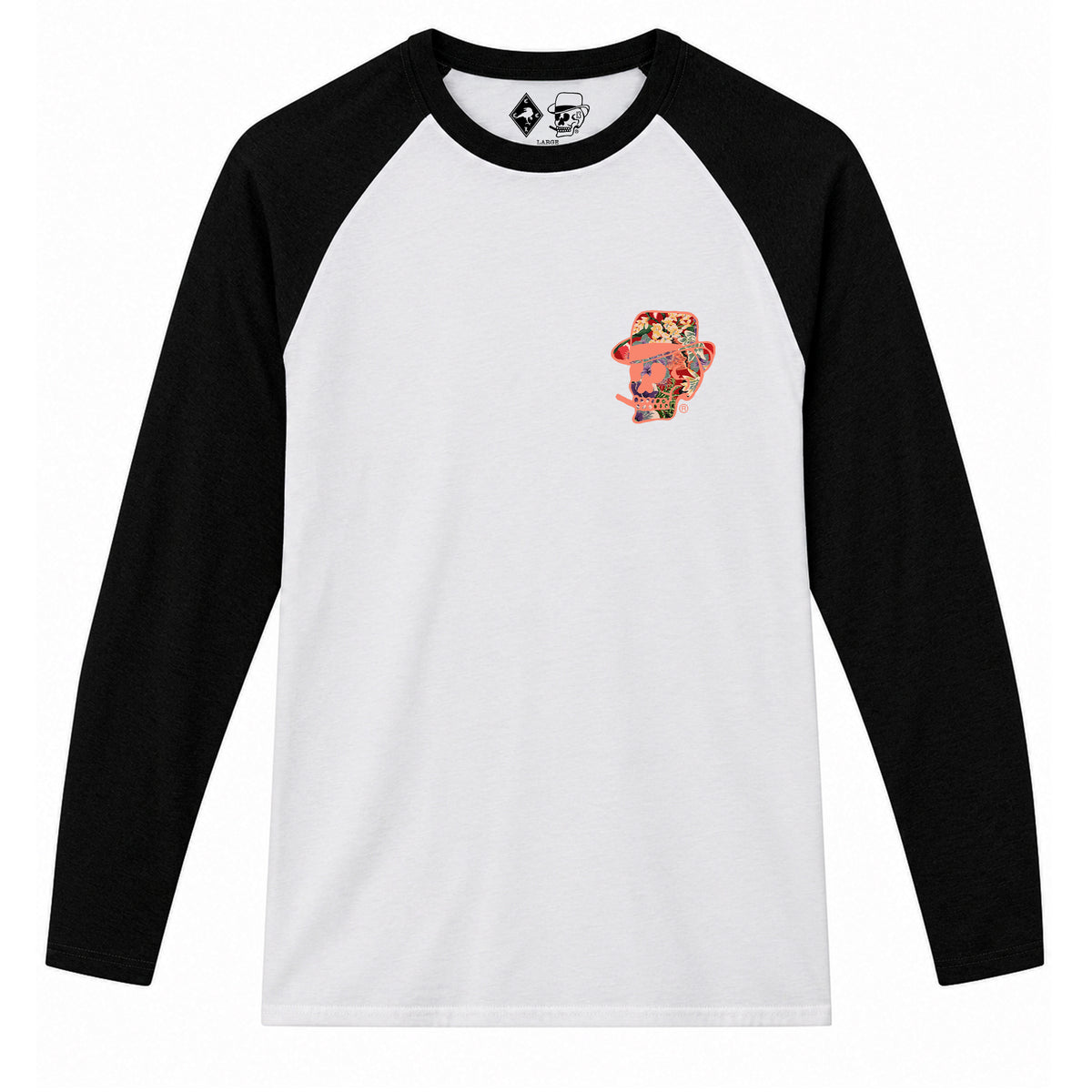RUM KNUCKLES HAWAIIAN Baseball Tee - White/Black - front