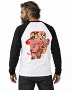 RUM KNUCKLES HAWAIIAN Baseball Tee - White/Black - model back